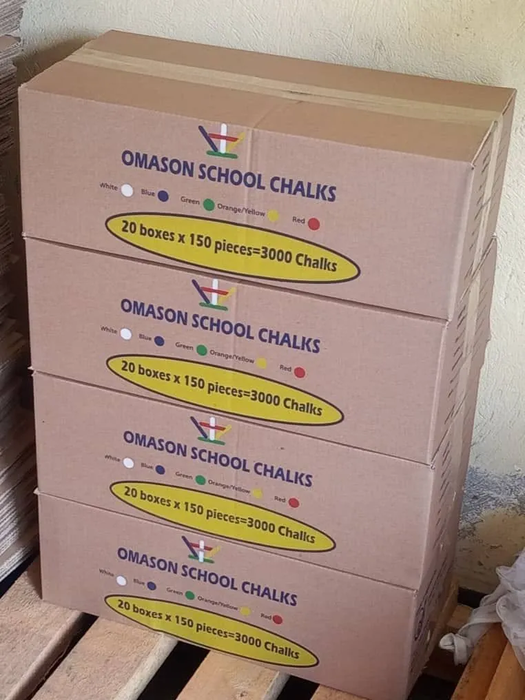 Stacked Omason School Chalks cartons